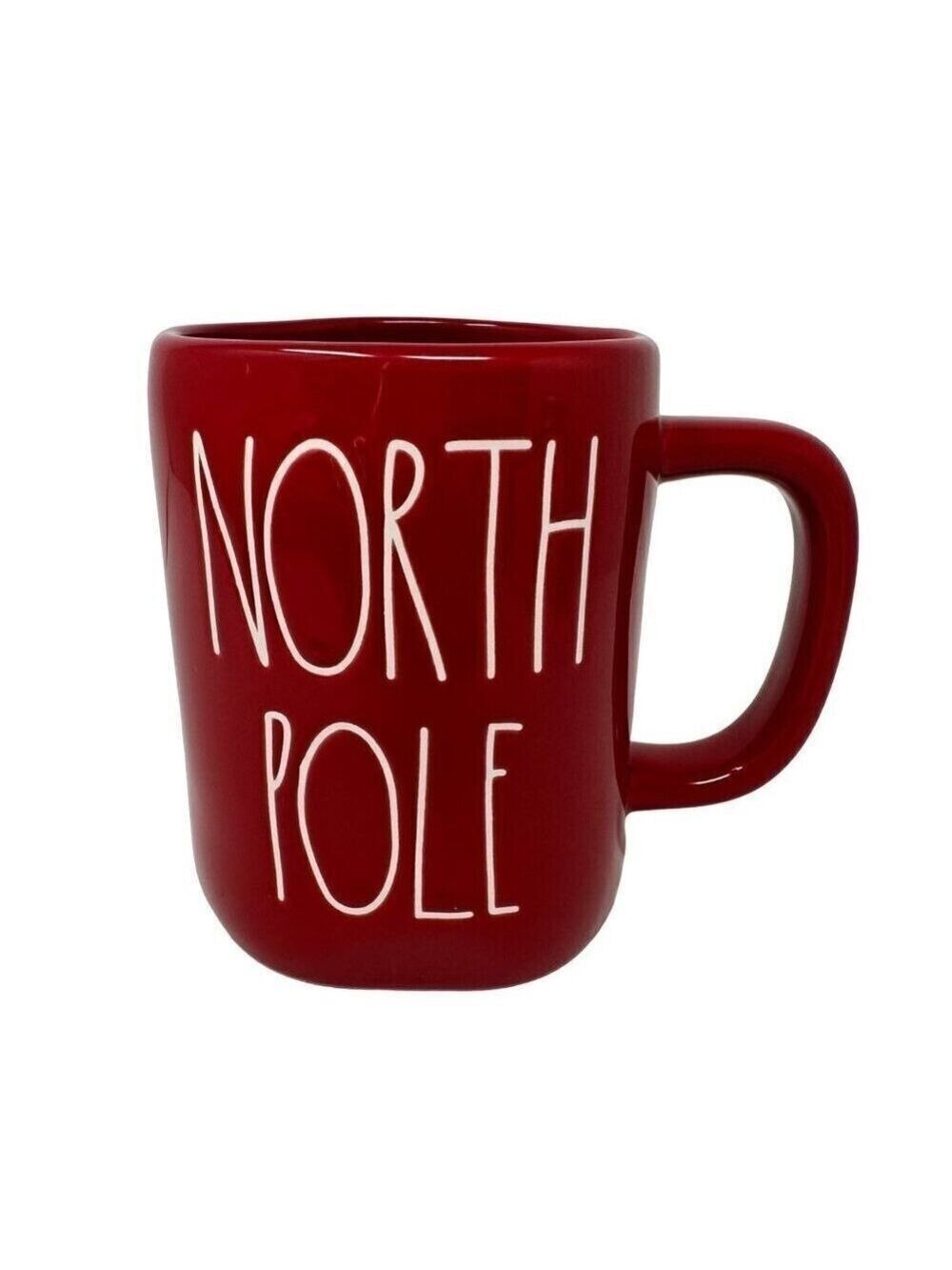 Rae Dunn NORTH POLE Mug Red Ceramic LL Magenta Santa Christmas Holiday Cup Gift